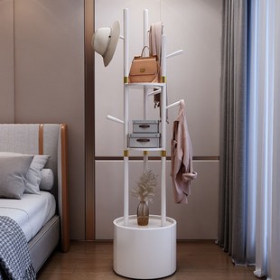 轻奢实木衣帽架落地家用卧室创意挂衣架简约带抽屉客厅置物收纳架