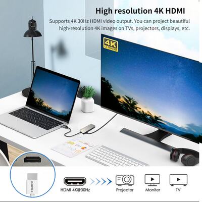 速发USB C HUB 4K 30Hz Type C to HDMI-compatible RJ45 USB 3.0