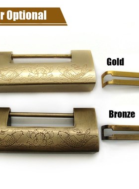 Gold/Bronze Chinese Vintage Antique Lateral Opening Padlock