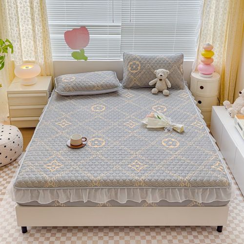 泰国乳胶凉席三件套床笠款夏季冰丝席1.8m床垫空调席软席子可机洗