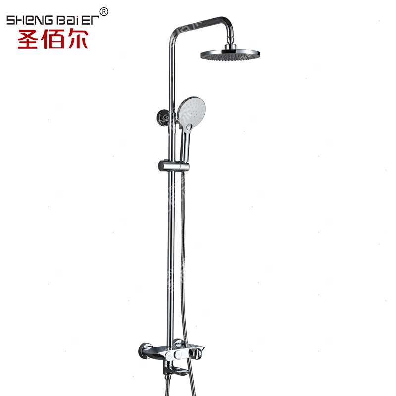 全铜大平面置物架淋浴器花洒套装按键式切换出X水花洒水龙头