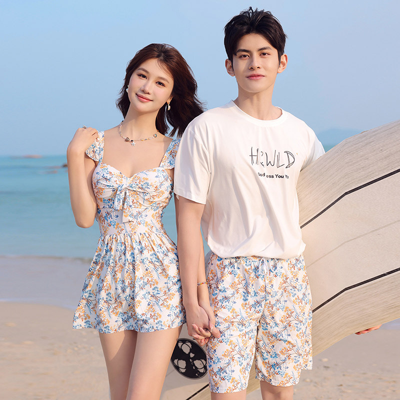 情侣泳衣女2023新款情侣款套装海滩沙滩游泳衣泳裤男蜜月温泉泳装