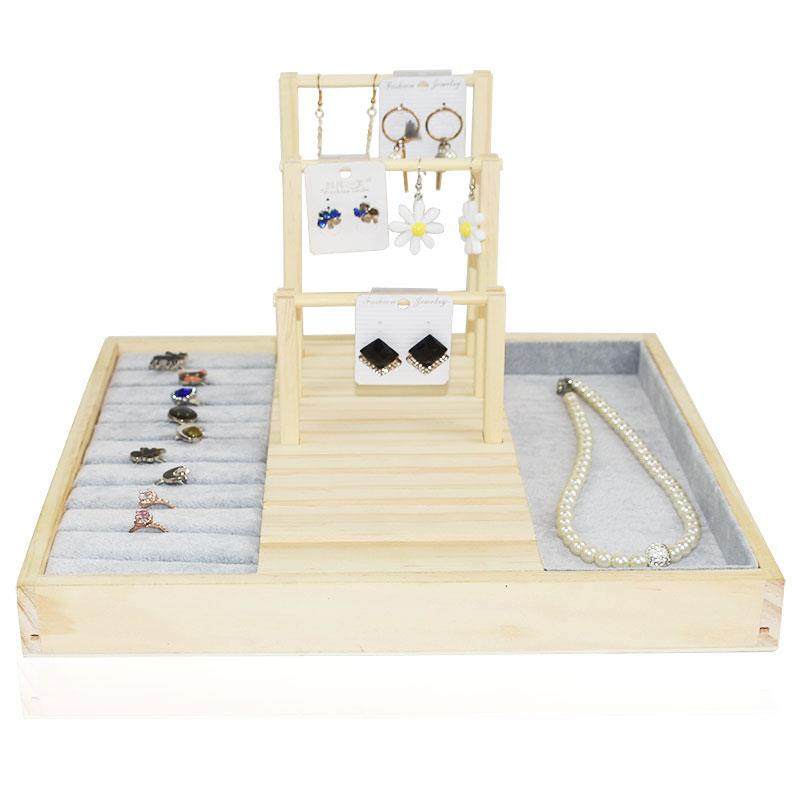 高档实木首饰收i纳盒戒指组套托钉耳环挂饰耳展示盘架手串托品