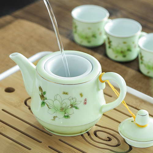 陶瓷过滤茶壶大号功夫茶具带网隔内胆家用单壶冲泡茶器茶杯子套装