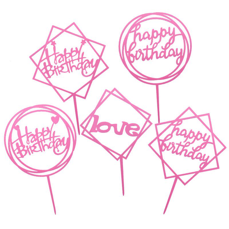 1Pcs  Acrylic Happy Birthday Cake Topper Cake Insert Baking