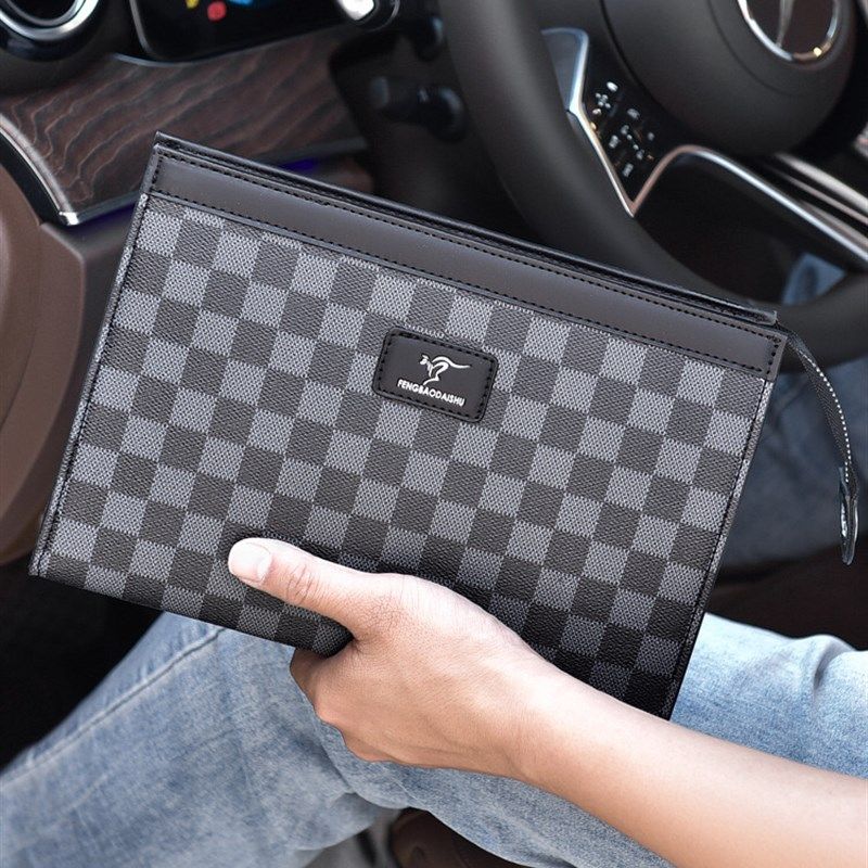 棋盘格纹手拿包高级感商务通勤男士手包大容量钱包手拎收纳夹包,箱包皮具/热销女包/男包,男士包袋,淘宝优惠券,粉丝福利购,淘宝优惠卷