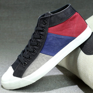 高帮帆布鞋男潮流百搭男鞋2021新款透气防臭板鞋韩版学生休闲布鞋