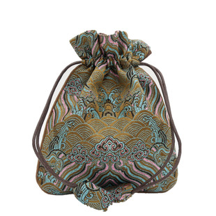 文玩首饰刺e绣收纳袋子盘玩抽绳锦囊小号收纳饰品双层束口布袋