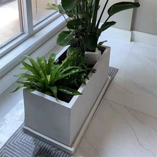 北欧长方形镁水泥花盆创意特大环保绿萝家用隔断围栏墙花器槽定制
