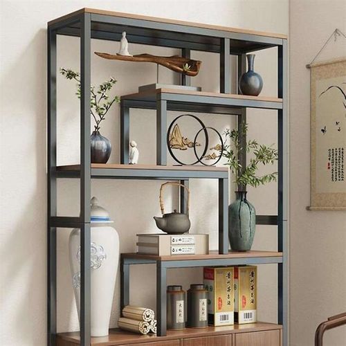 铁艺博古架现代简约新中式隔断摆件架多宝阁茶叶展示柜茶室置物架