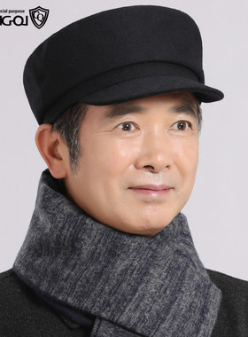 中老年帽子男冬天爸爸平顶帽老人爷爷棉帽冬季保暖老头布帽中山帽