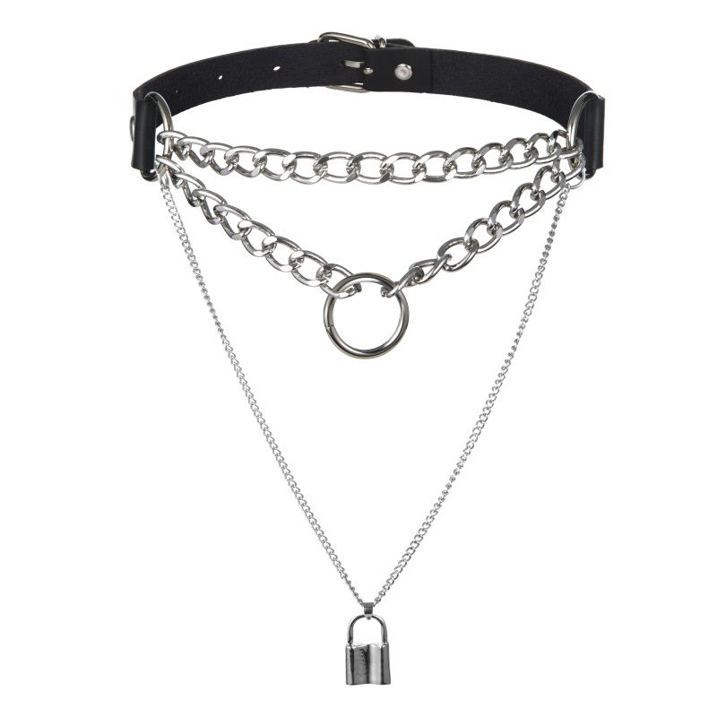 新品Egirl Choker Collar Lock Gothic Necklace Punk Goth Jewel