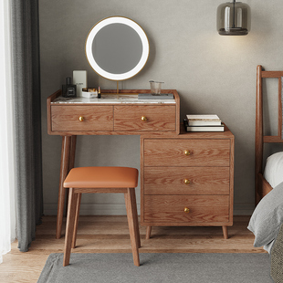 岩板梳妆台迷你40cm宽极简小户型卧室实木化妆桌70cm小型窄化妆台