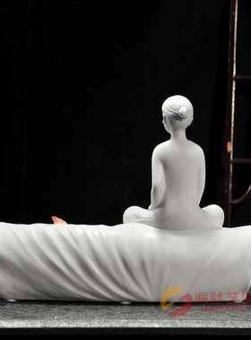 陶瓷手机扩音器支架 手机座音响创意白瓷名片夹 笔筒家居办公摆件