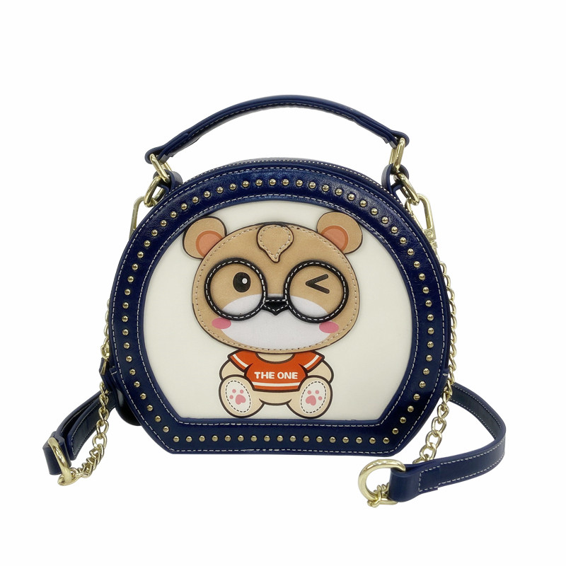 比尔熊链条包包女2022夏季新款小众卡通可爱小圆包手提单肩斜挎包