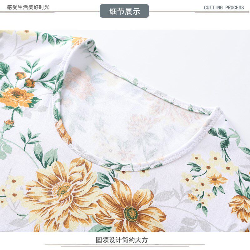 妈妈睡衣睡裤女老人家居服套装中老年印花大码内衣可外穿春夏