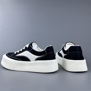 街头运动轻便百搭滑板鞋 男鞋 2025新款 黑白拼色低帮厚底帆布鞋 经典