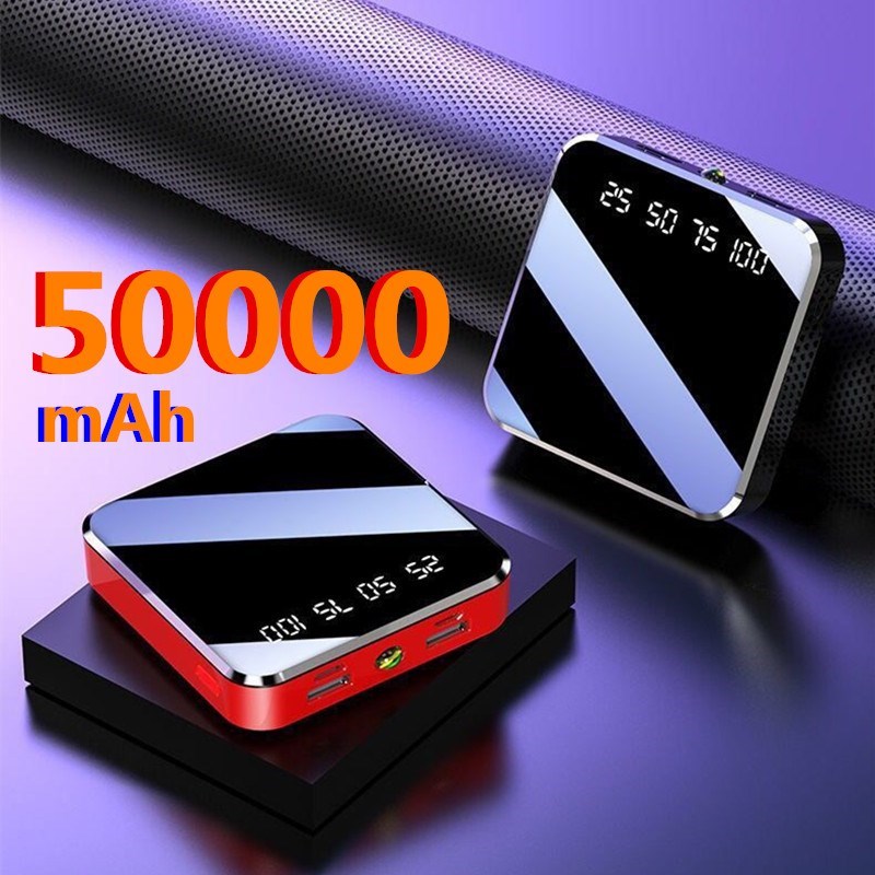 推荐50000mAh Portable Mini Power Bank Mirror Screen Digital