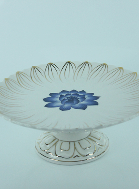 供佛用品 果盘 莲花供盘 水果盘 供佛 佛前供果果盘 青花描金陶瓷