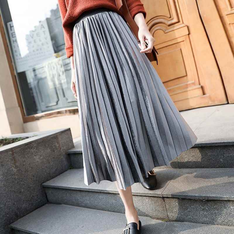 Pleated Skgrt Wommen Autumn Loai Vintage Grny Korean 2020 Ma