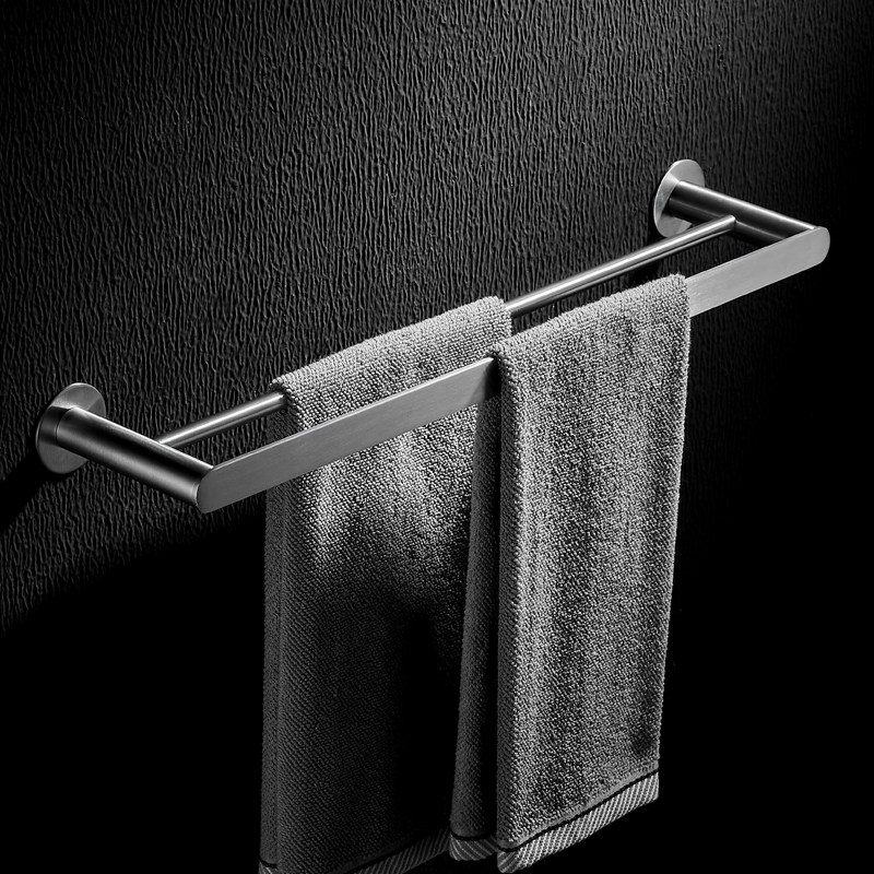 毛巾杆单杆304不锈钢免打孔 卫生间毛巾架创意浴巾架轻奢浴室架子