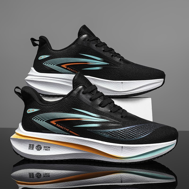 运动男鞋2024新款夏季透气网面碳板减震跑鞋青少年学生软底训练鞋