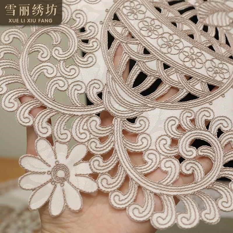 电视防尘罩液晶曲屏55寸65寸75寸刺绣布艺盖巾欧式新中式花团锦簇