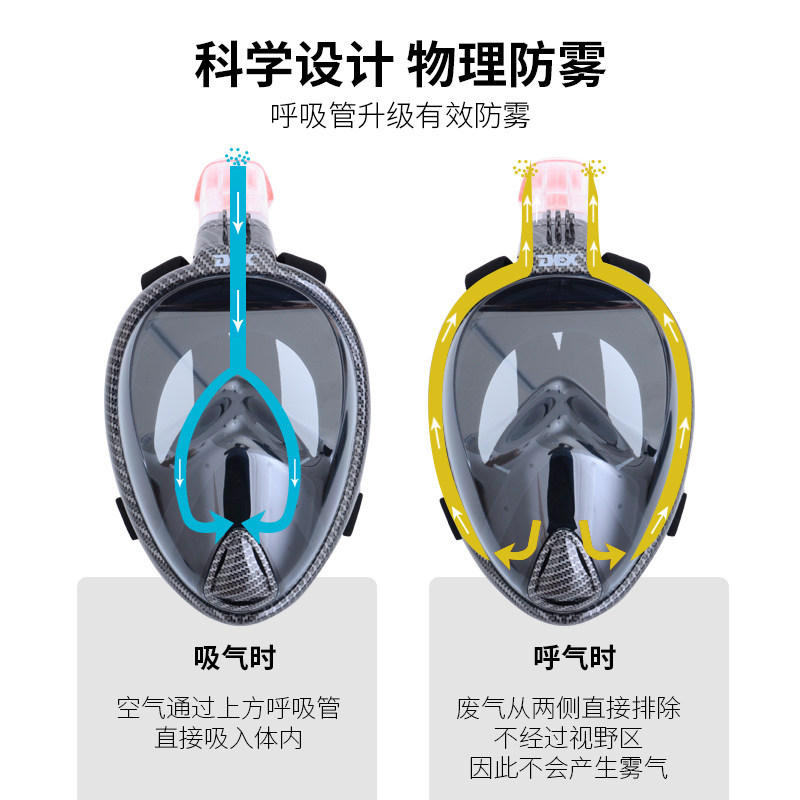 现货潜水面罩儿童成人浮潜面罩全脸E全干式三宝呼吸器防雾近视游