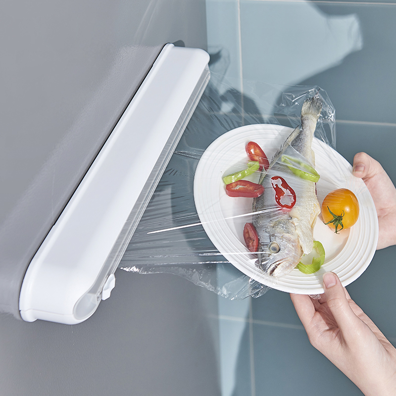 厨房一次性保鲜膜切割器家用锡纸罩专用收纳盒壁挂式磁吸冰箱神器