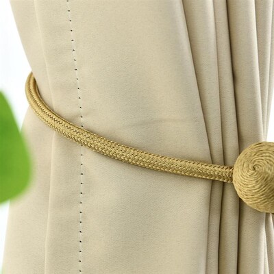 2pcs Magnetic Curtain Tiebacks Braided Ball Buckle Drapery H