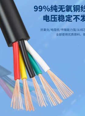 纯铜RVV2 .3 4 5 61 7芯0.2 0.2 .3 08565平方电源0控制信号软电