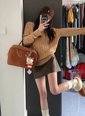 孕妇皮短裙秋季时尚a字外穿半身裙秋冬高腰百搭显瘦小个子PU皮裙