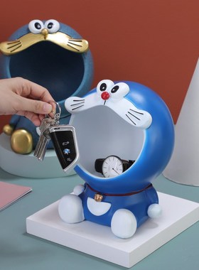 可爱机器猫卡通饰品摆件创意糖果盒入户钥匙收纳卧室家居玄关摆设