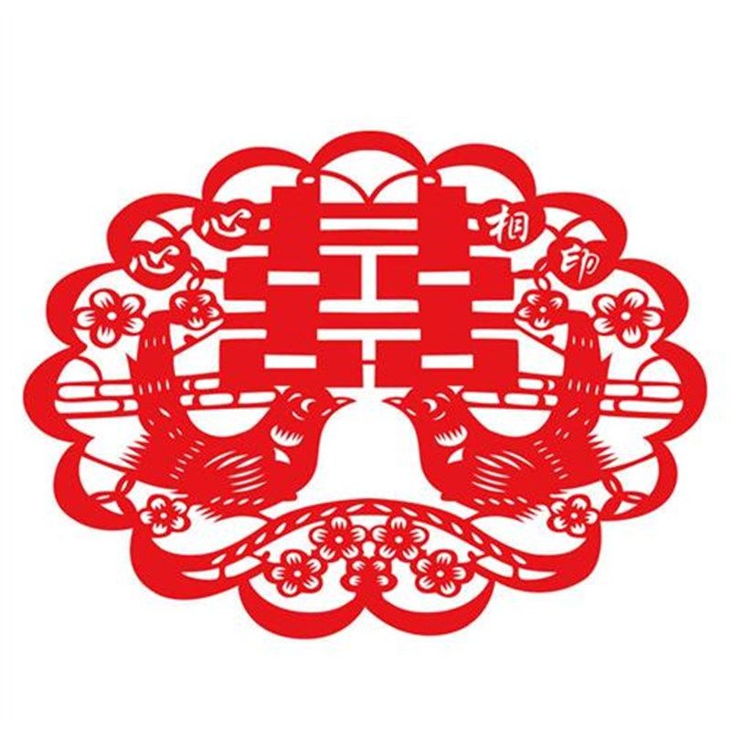 结婚用品绒布喜字窗花贴纸横图传统婚房装饰布置剪纸镂空立体喜字
