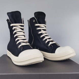 ro高帮鞋男2020新款春夏蜡面加绒短靴女奶香底休闲缎面帆布板鞋潮