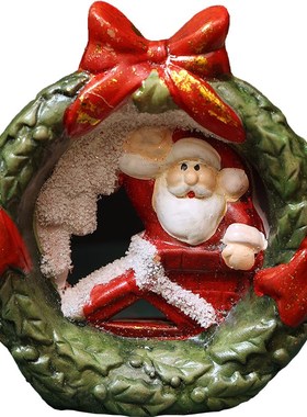 圣诞老人陶瓷桌面工艺品节日氛围香薰烛台家居新年浪漫摆件礼物