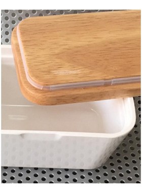 Butter Box Melamine Dish With Wood Lid Holder Serving Storag