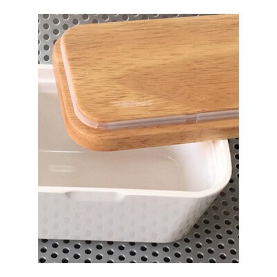 Butter Box Melamine Dish With Wood Lid Holder Serving Storag
