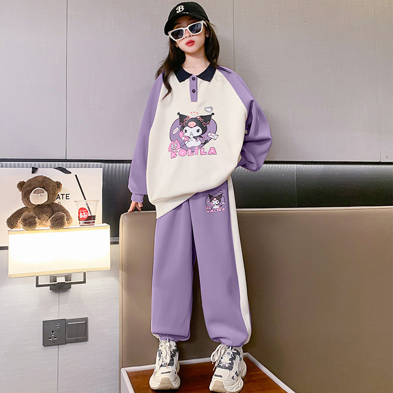 女童春秋套装2024新款洋气儿童库洛米衣服女大童春装X时尚卫衣休