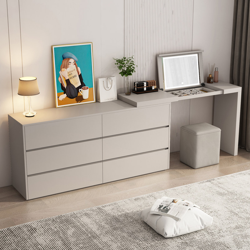 意式极简伸缩梳妆台斗柜一体卧室现代简约多功能化妆桌收纳床尾柜,住宅家具,梳妆台/桌,淘宝优惠券,粉丝福利购,淘宝优惠卷