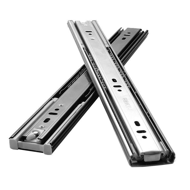 加厚重型不锈钢三节静音轨道滑轨导轨滑轮家用办公桌茶几抽屉滑道