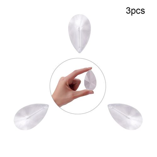 Othmro New 3 Pieces Crystal Glass Beads Clear Teardrop Chand