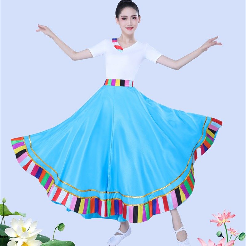 藏族半身裙艺考练习裙广场舞蹈演出服装女练功大摆裙臧族练习裙子,运动/瑜伽/健身/球迷用品,藏族舞服,淘宝优惠券,粉丝福利购,淘宝优惠卷
