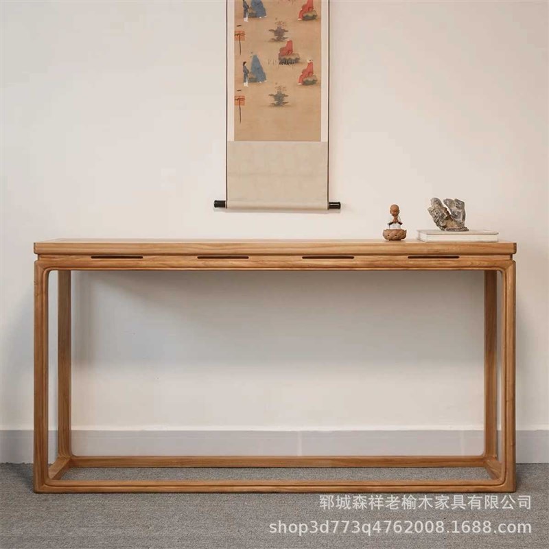 老榆木书法桌禅意练字桌佛台桌玄关隔断台桌实木中堂条几榆木供桌
