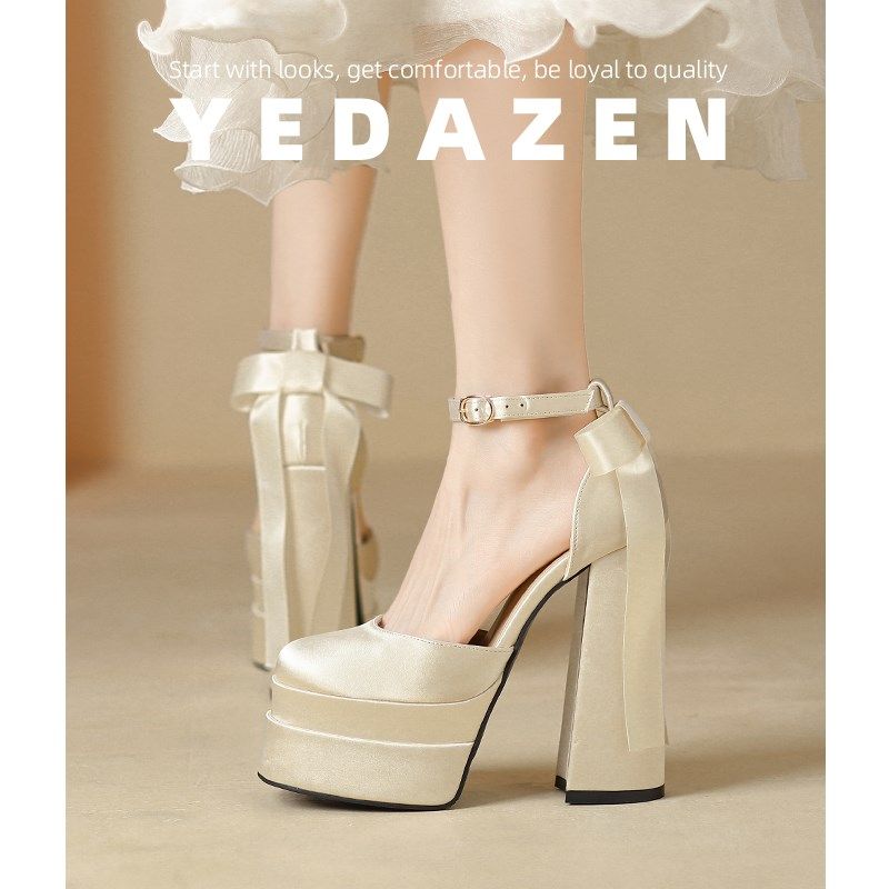 一字带包头小码凉鞋女33厚底防水台婚鞋2024夏季新款超高跟鞋粗跟,女鞋,一字带凉鞋,淘宝优惠券,粉丝福利购,淘宝优惠卷