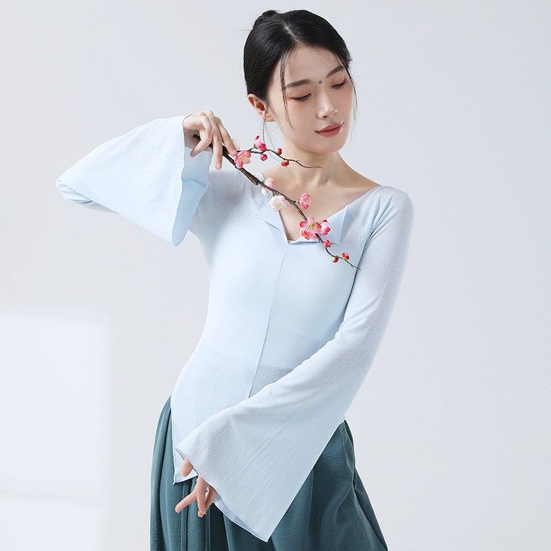 现代舞训练服套装女生形体喇叭袖中国民族风舞蹈艺考服2023新款,运动/瑜伽/健身/球迷用品,广场舞套装,淘宝优惠券,粉丝福利购,淘宝优惠卷