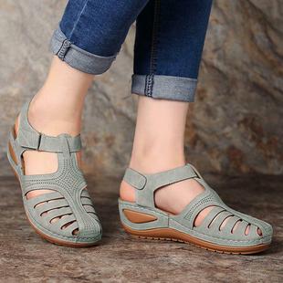 Buckle Sandals Wedge Vintage Sewing Casual Summer 速发Woman