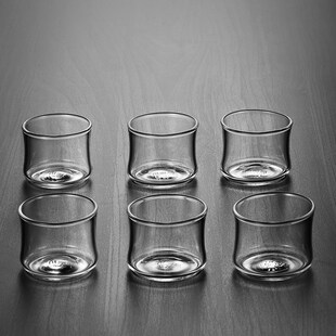 品德坊玻璃茶杯功夫茶具个人小杯子家用杯子套装小号喝茶杯6只装