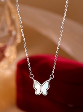 925镀银蝴蝶小众设计感项链女锁骨I链2022新款轻奢颈链夏