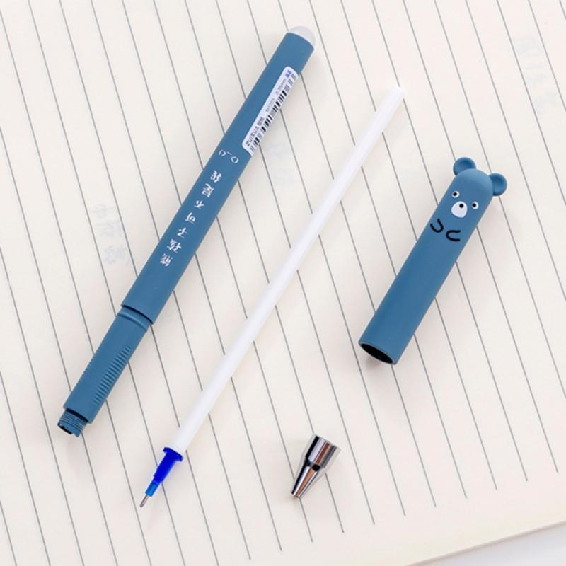 4Pcs/set Cute Animals 0.35mm Erasable Pen Blue Gel Ink Pens